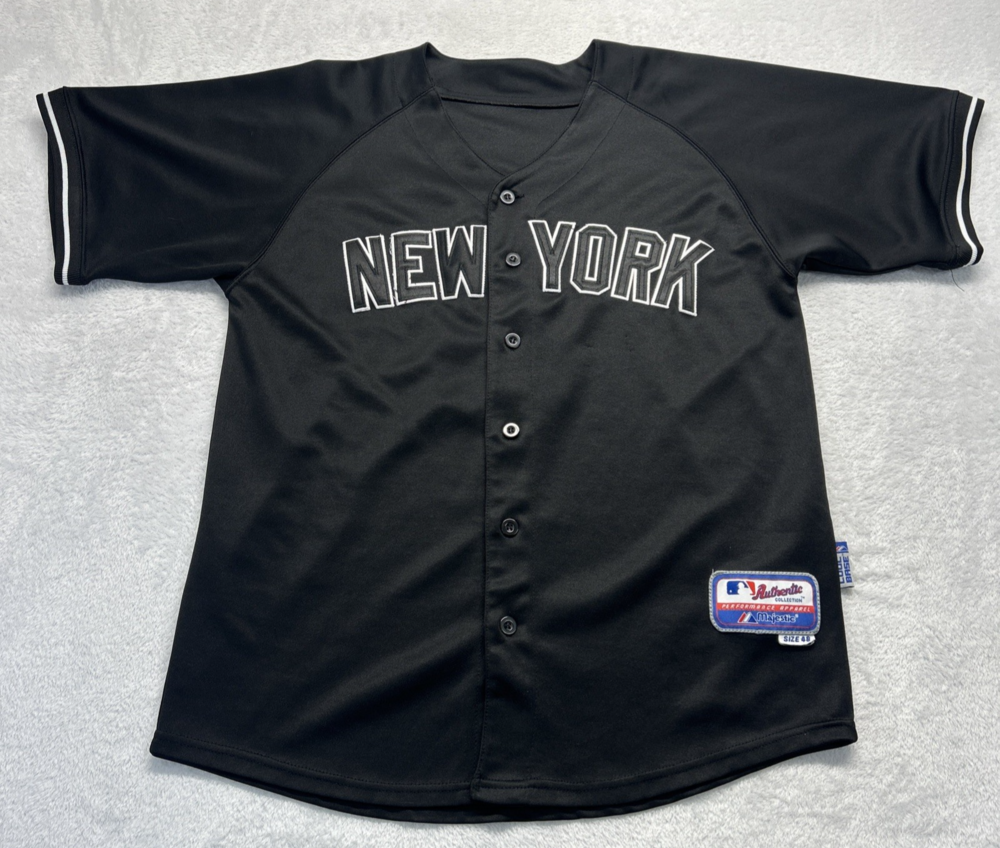 New York Mets MLB Authentic Button Up Jersey Adult Size 48 Black Cool Base #2